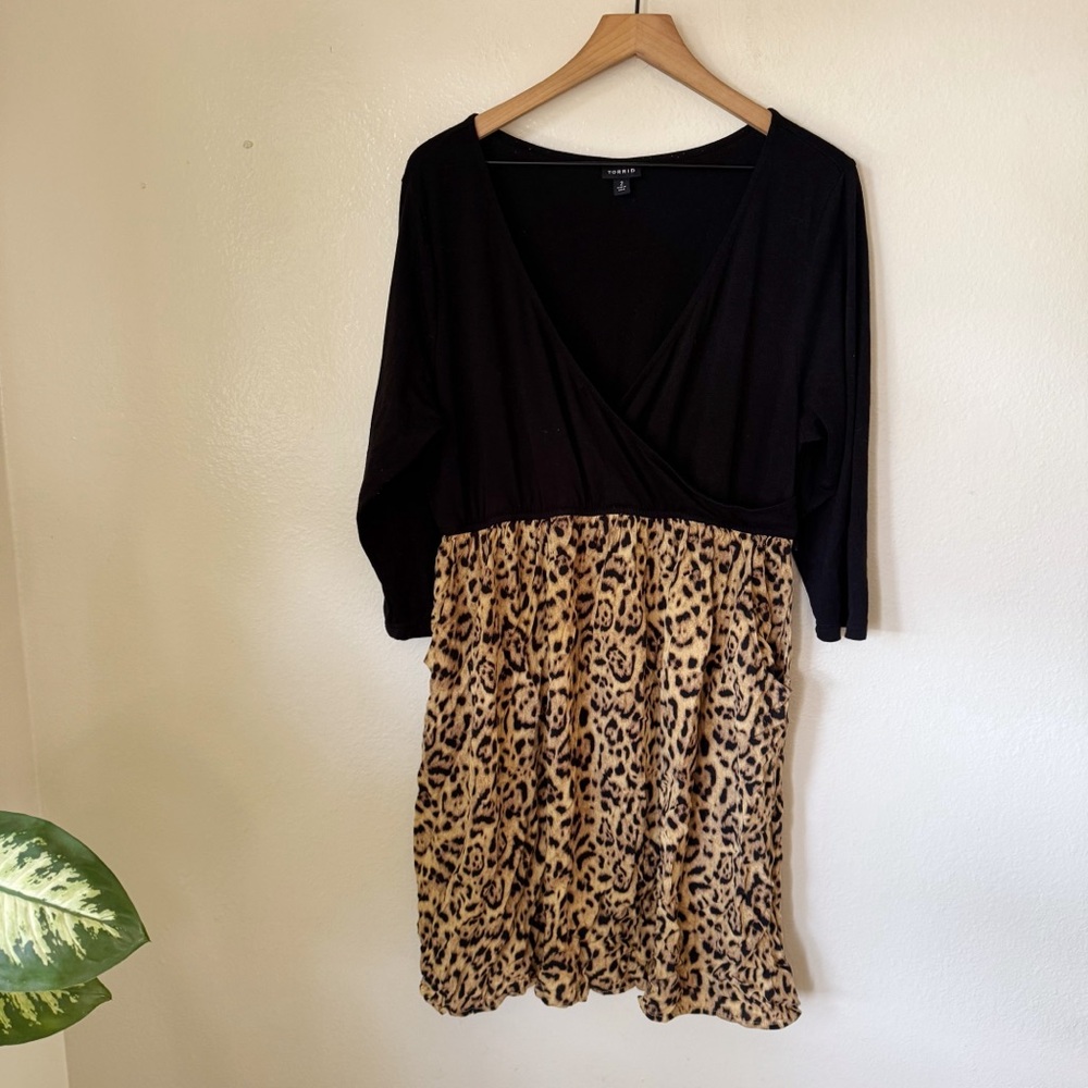 Torrid | Knit To Woven Leopard Dress
